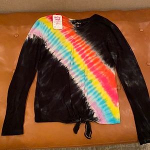 Flowers by Zoe Girls rainbow tie dye shirt NWT